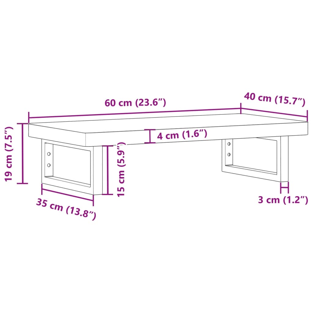 vidaXL Basin Shelf Wall Mounted Steel and Solid Wood Acacia