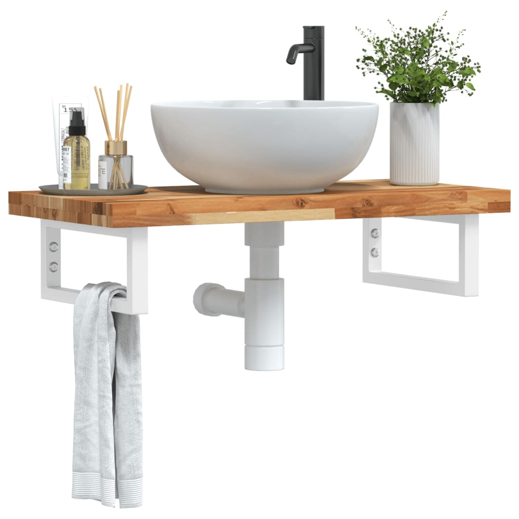 vidaXL Basin Shelf Wall Mounted Steel and Solid Wood Acacia