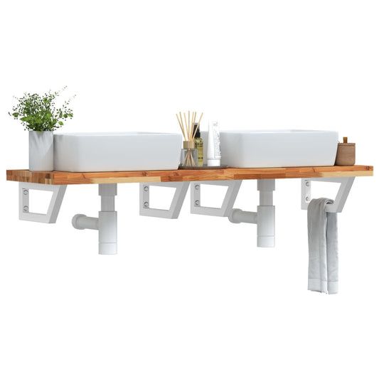 Basin Shelf Wall Mounted Steel and Solid Wood Acacia