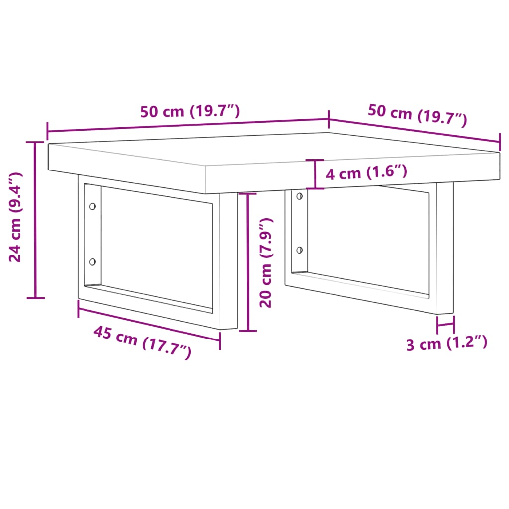 vidaXL Basin Shelf Wall Mounted Steel and Solid Wood Acacia