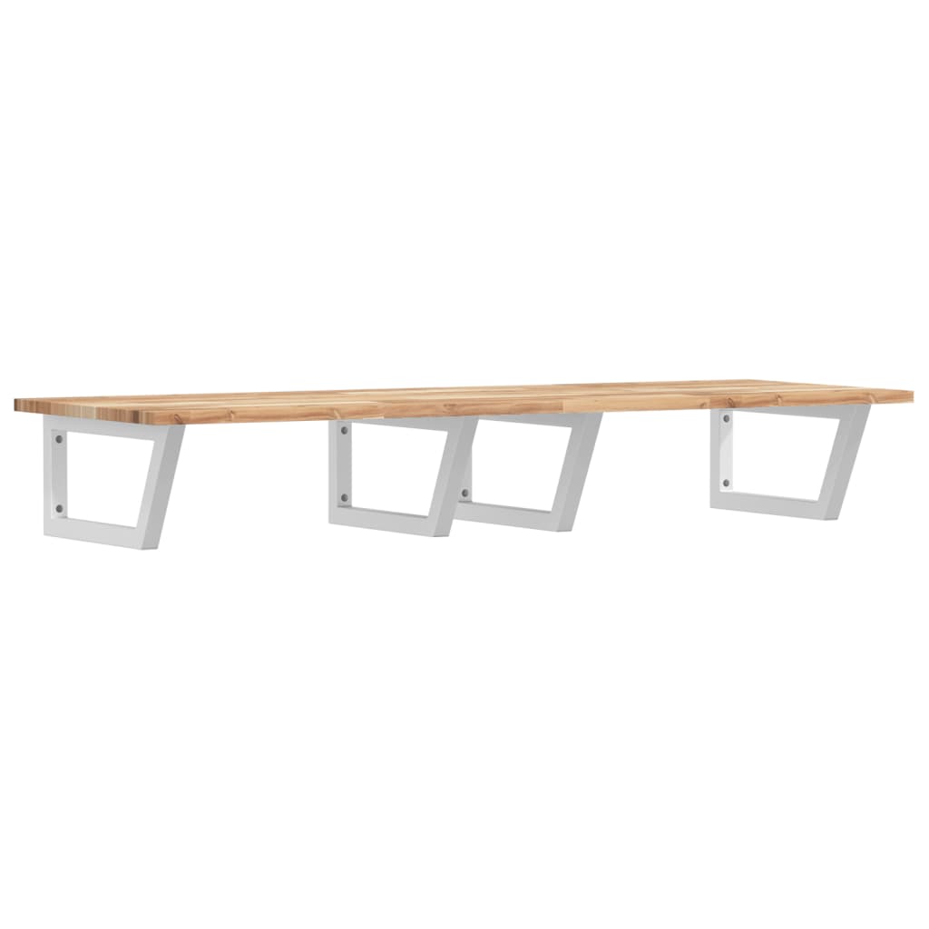 Basin Shelf Wall Mounted Steel and Solid Wood Acacia