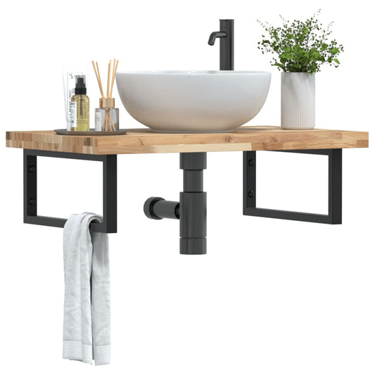 vidaXL Basin Shelf Wall Mounted Steel and Solid Wood Acacia