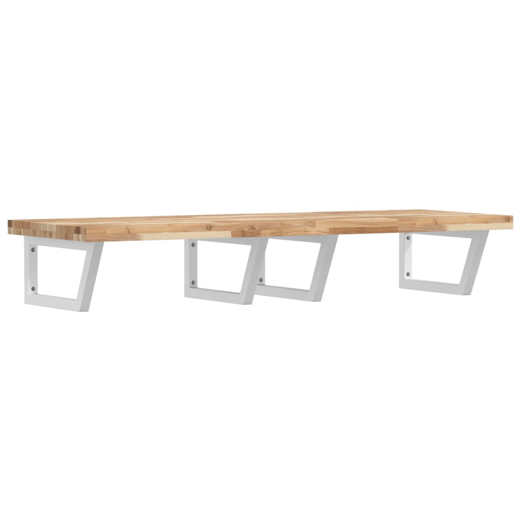 Basin Shelf Wall Mounted Steel and Solid Wood Acacia