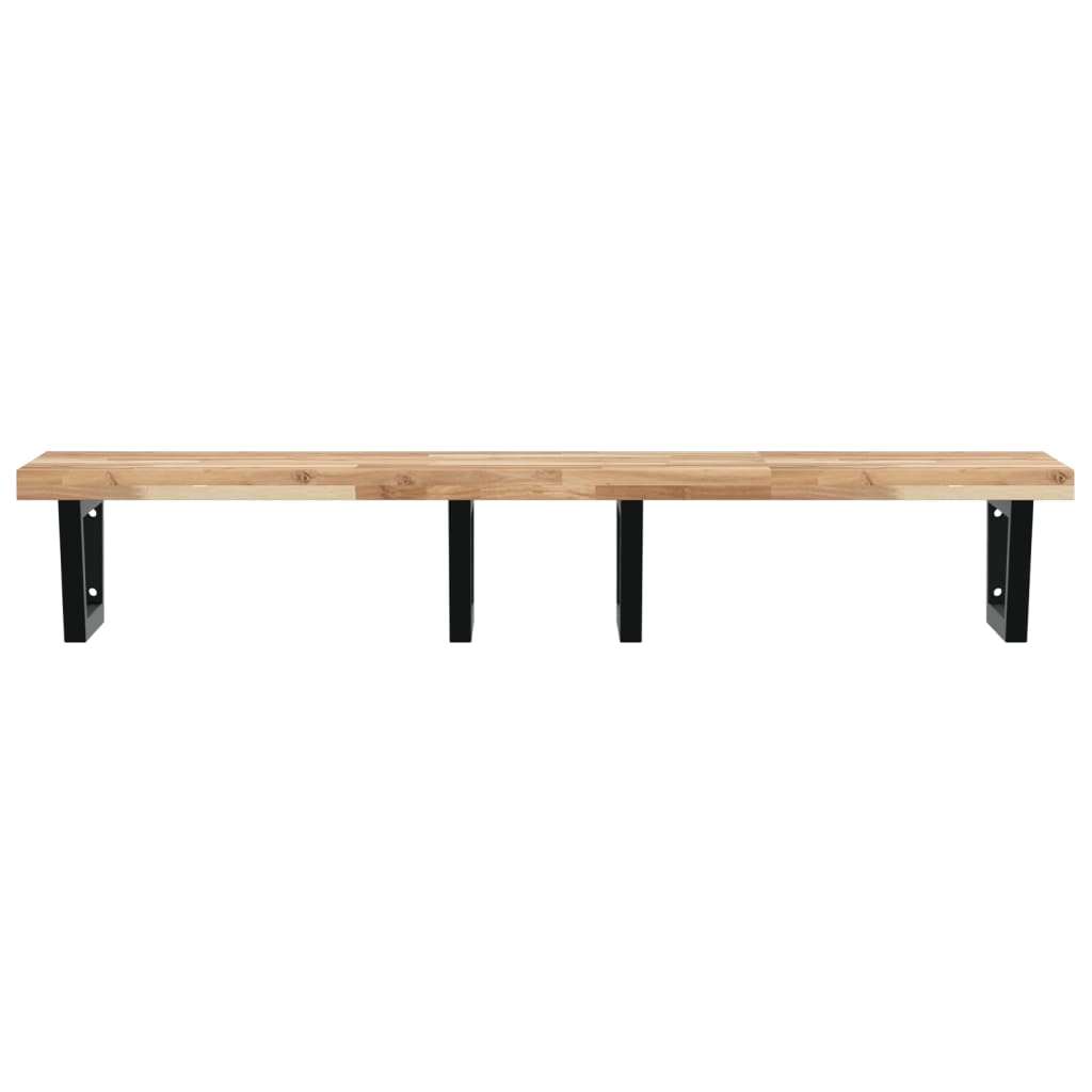 Basin Shelf Wall Mounted Steel and Solid Wood Acacia