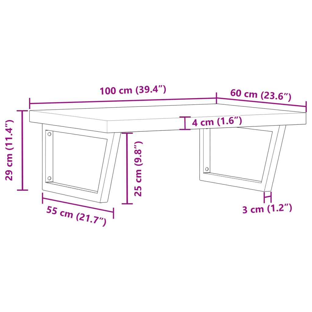 vidaXL Basin Shelf Wall Mounted Steel and Solid Wood Acacia