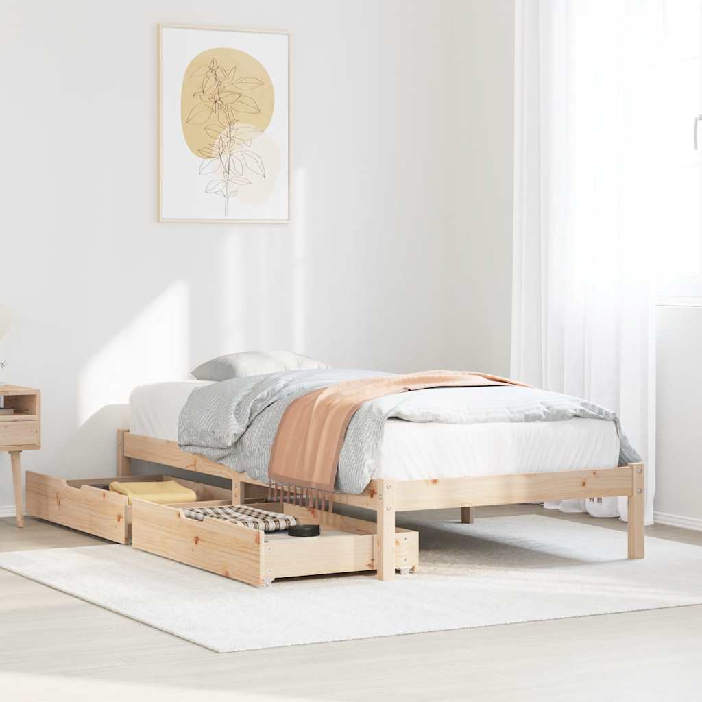 Bed Frame without Mattress 75x190 cm Small Single Solid Wood Pine
