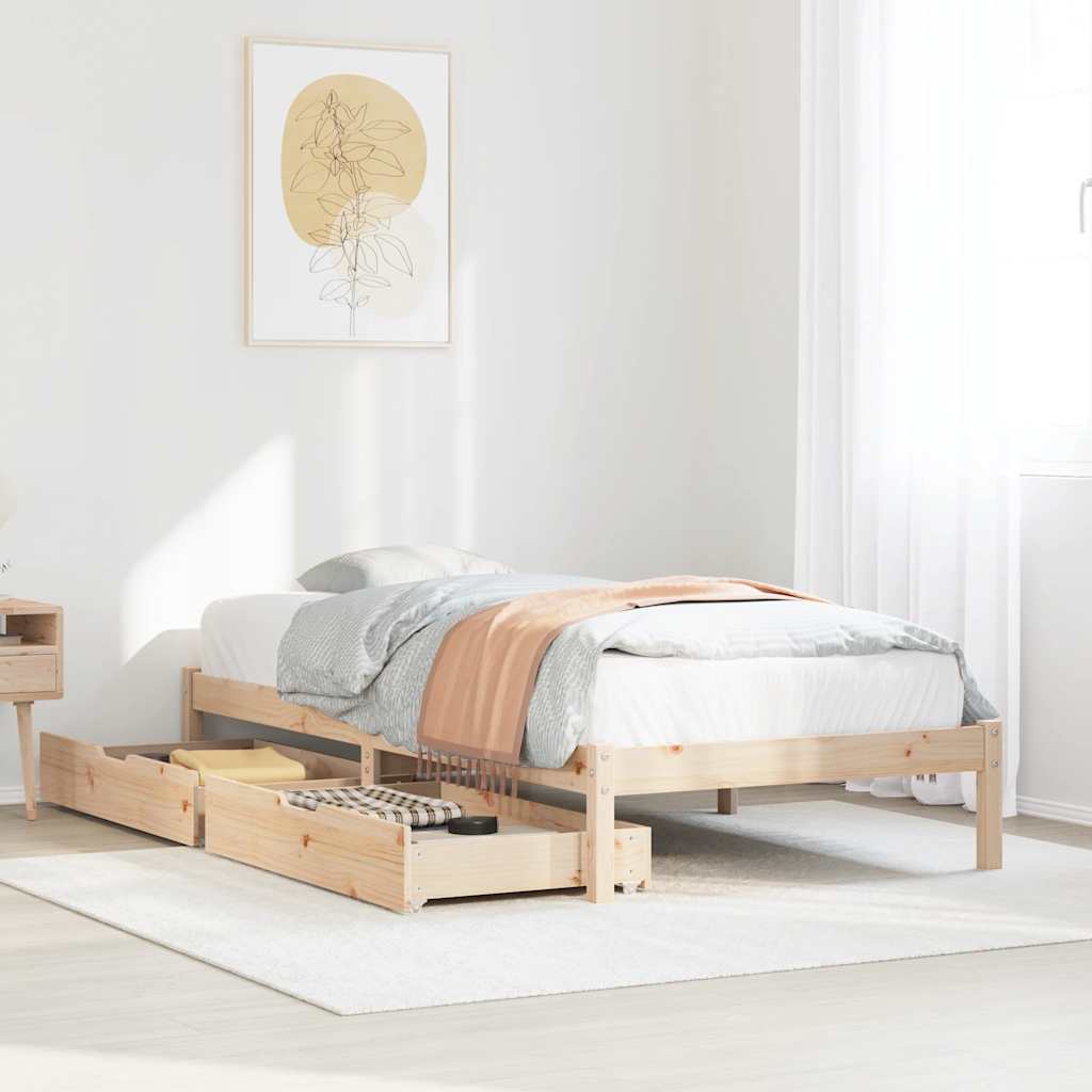 Bed Frame without Mattress 90x190 cm Single Solid Wood Pine