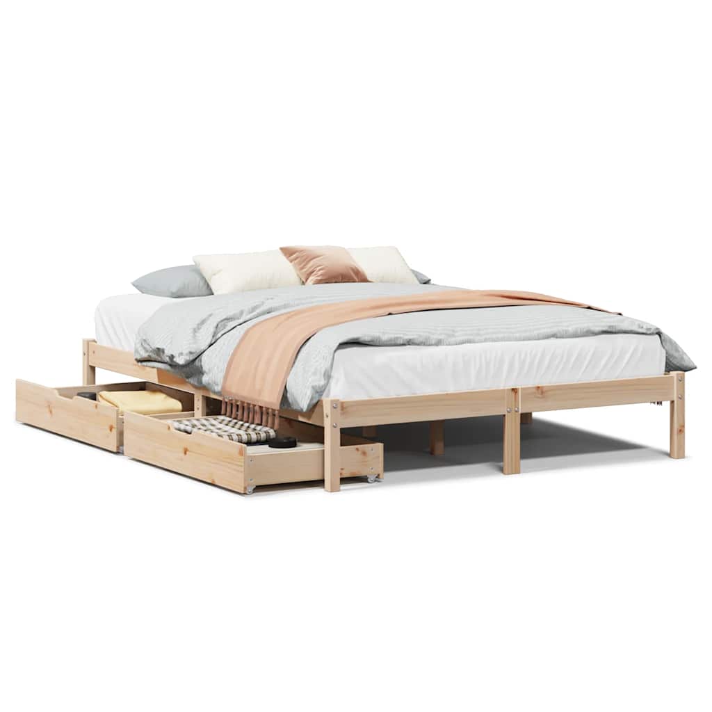 Bed Frame without Mattress 135x190 cm Double Solid Wood Pine