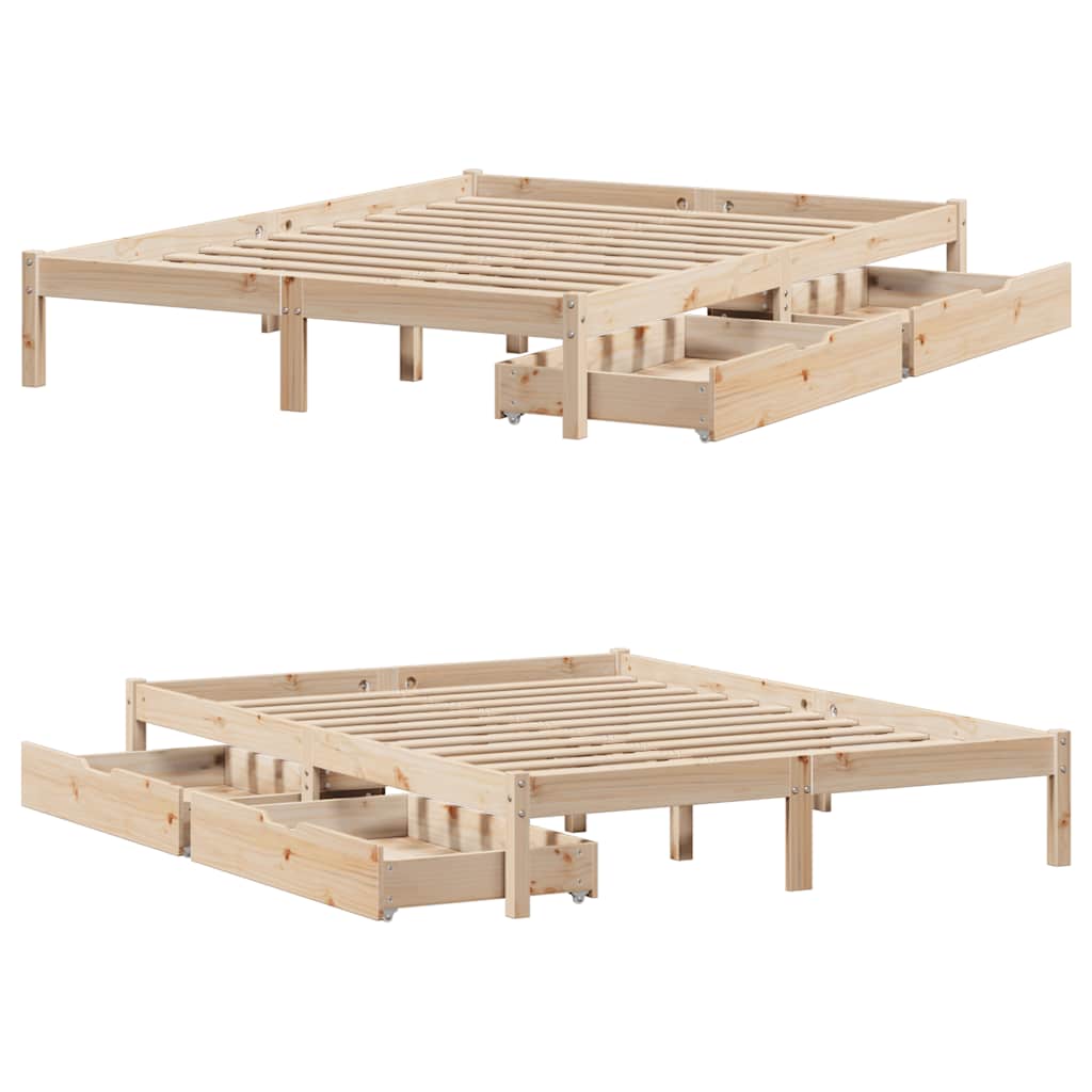 Bed Frame without Mattress 135x190 cm Double Solid Wood Pine