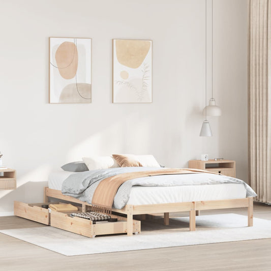 vidaXL Bed Frame without Mattress 135x190 cm Double Solid Wood Pine