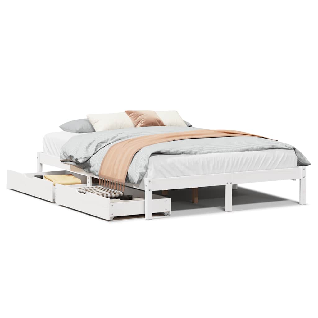 Bed Frame without Mattress White 120x200 cm Solid Wood Pine