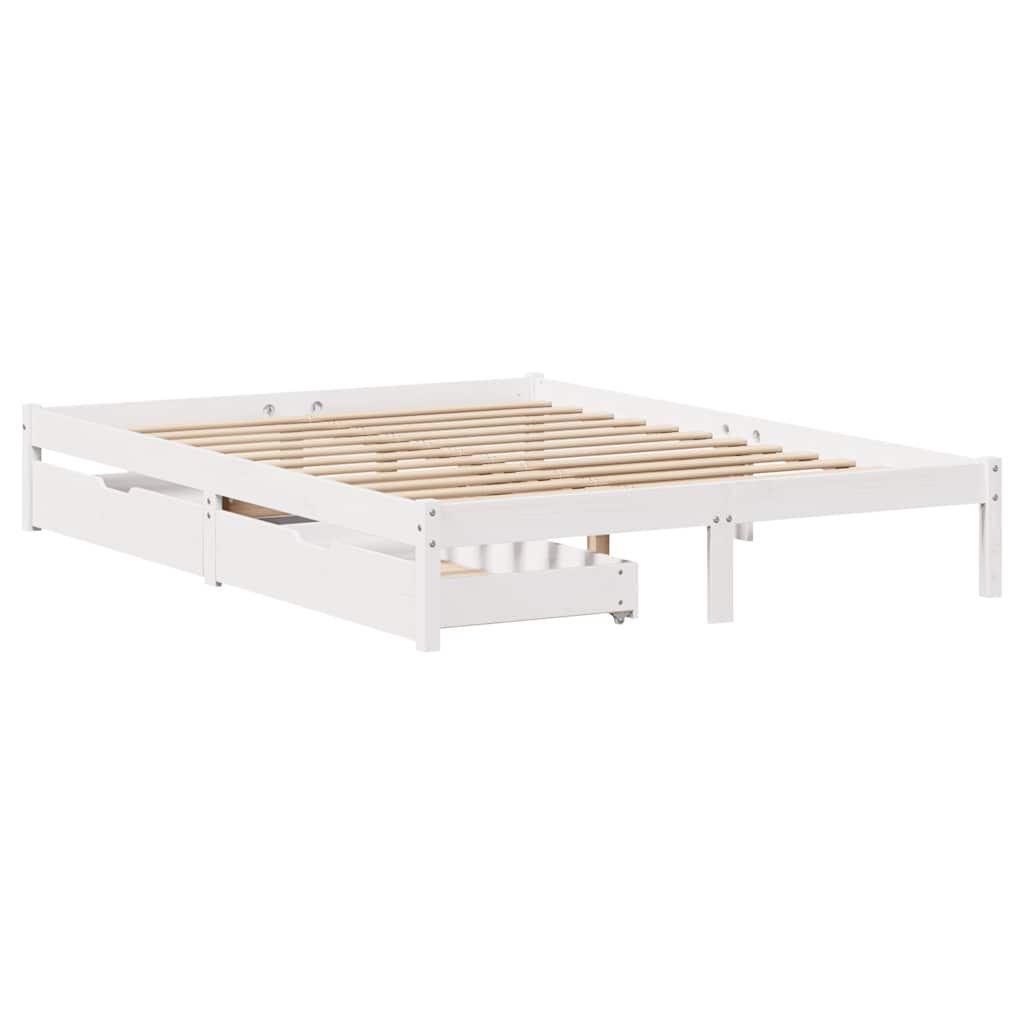 Bed Frame without Mattress White 120x200 cm Solid Wood Pine
