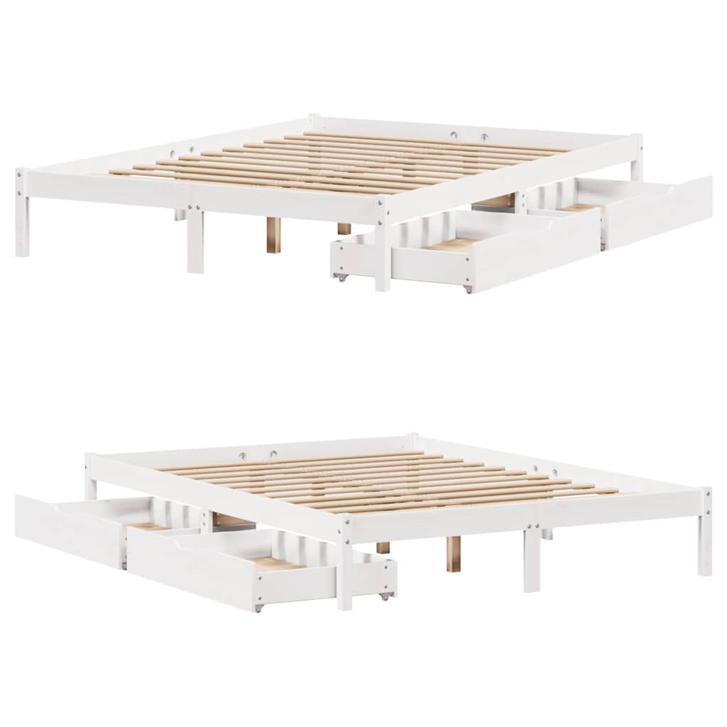 Bed Frame without Mattress White 120x200 cm Solid Wood Pine
