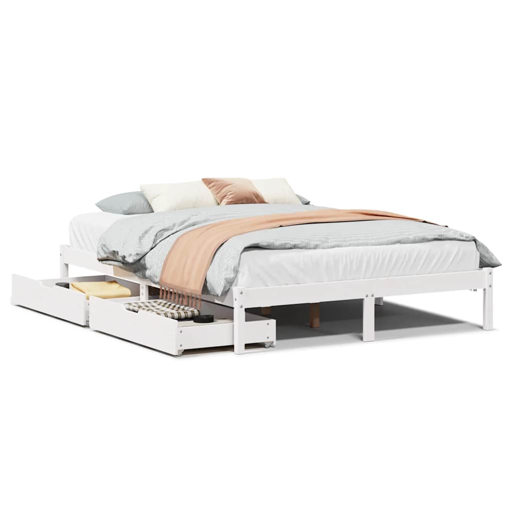 Bed Frame without Mattress White 140x200 cm Solid Wood Pine