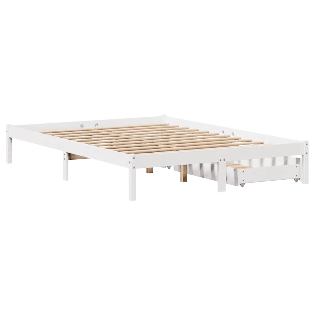 Bed Frame without Mattress White 140x200 cm Solid Wood Pine