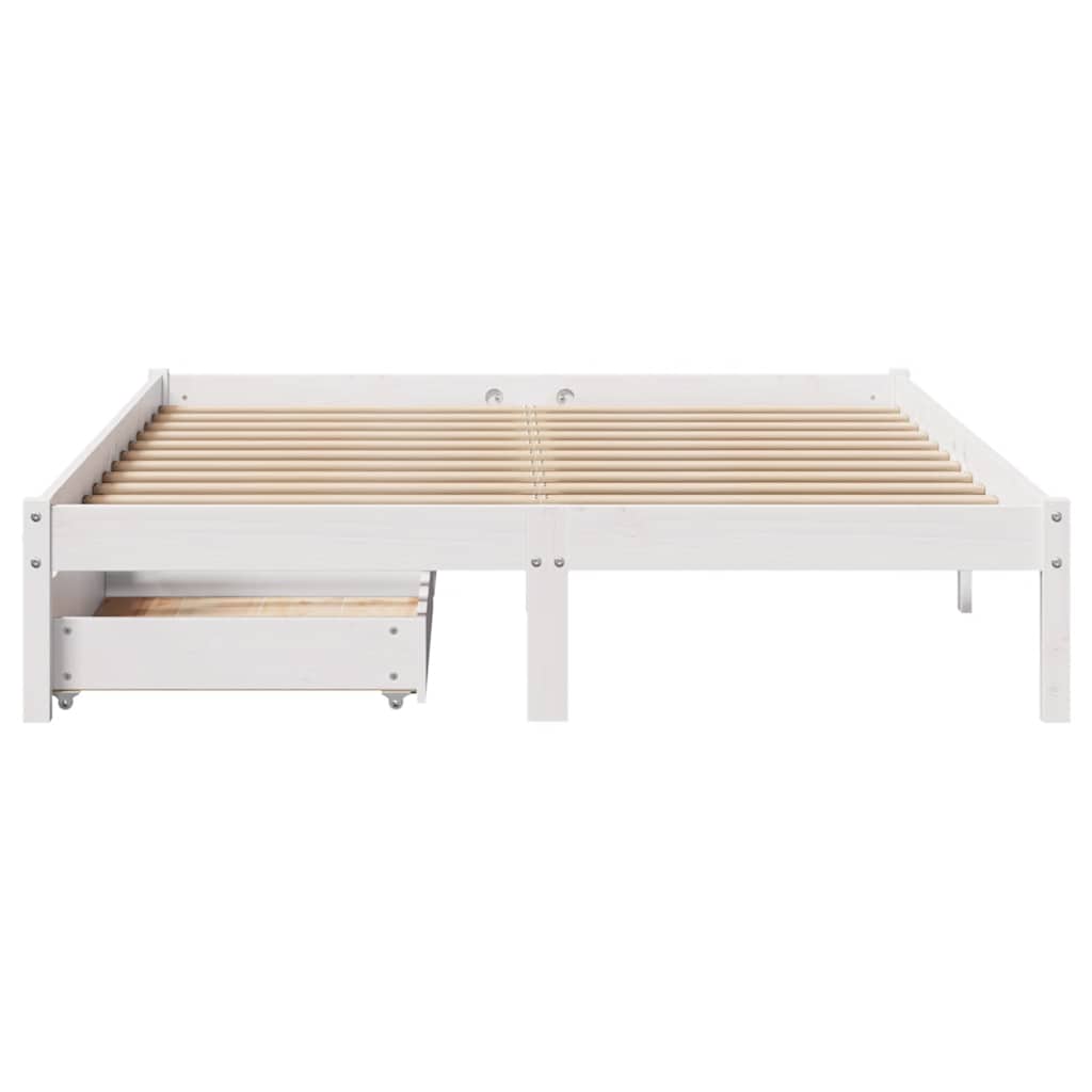 Bed Frame without Mattress White 160x200 cm Solid Wood Pine