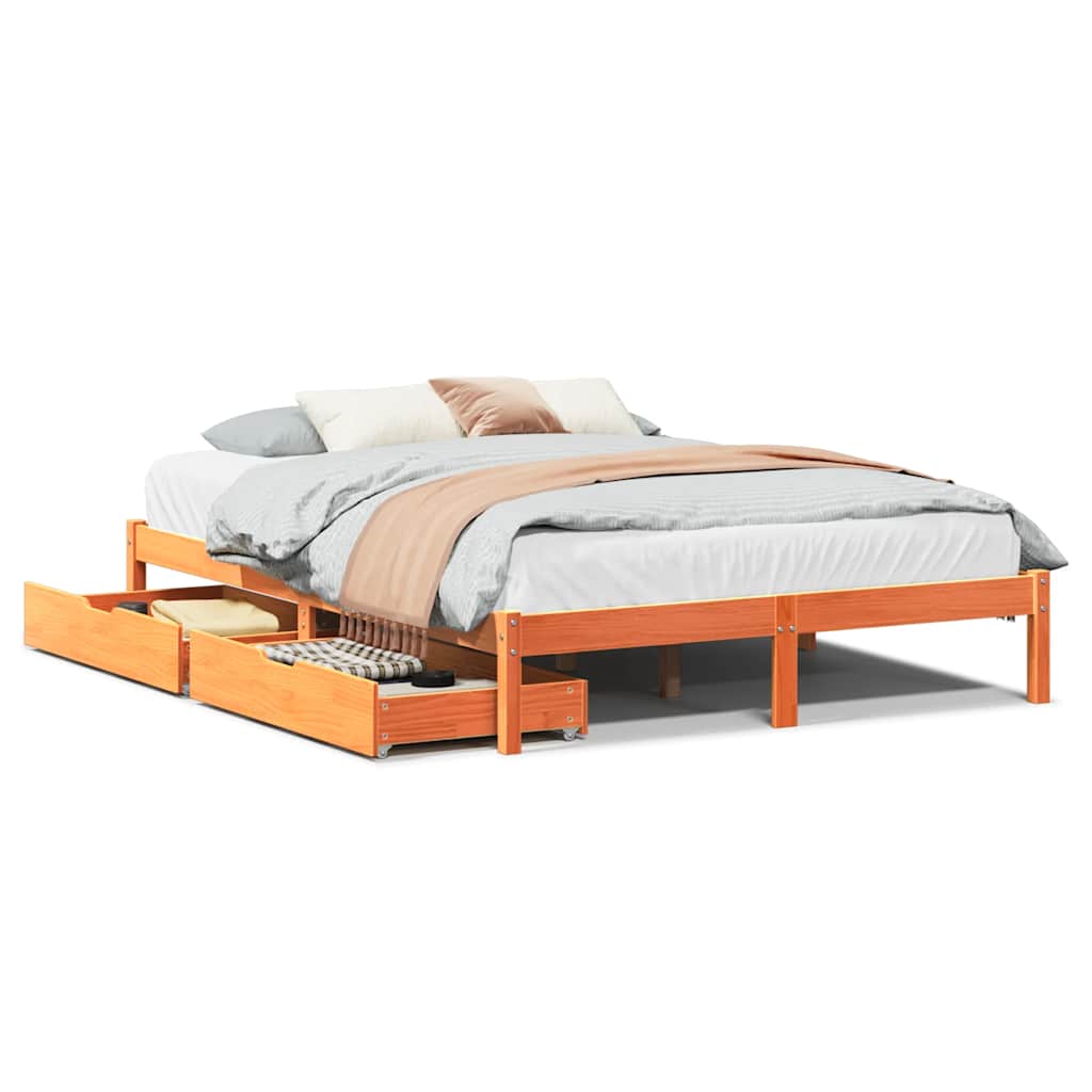 Bed Frame without Mattress Wax Brown 120x190 cm Small Double Solid Wood Pine