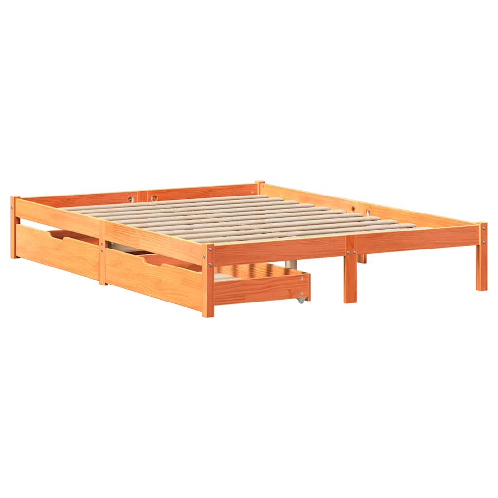 Bed Frame without Mattress Wax Brown 120x190 cm Small Double Solid Wood Pine
