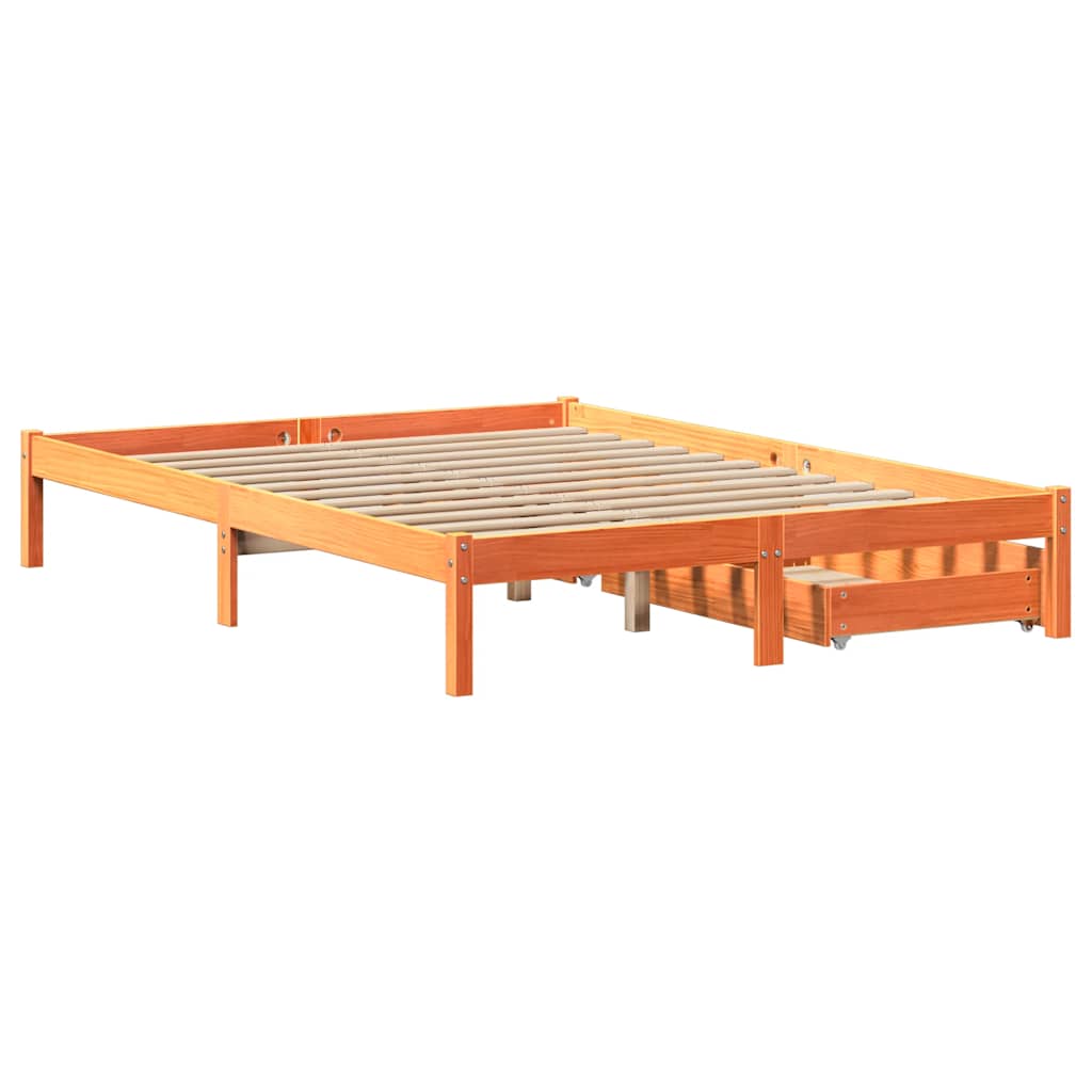 Bed Frame without Mattress Wax Brown 120x190 cm Small Double Solid Wood Pine