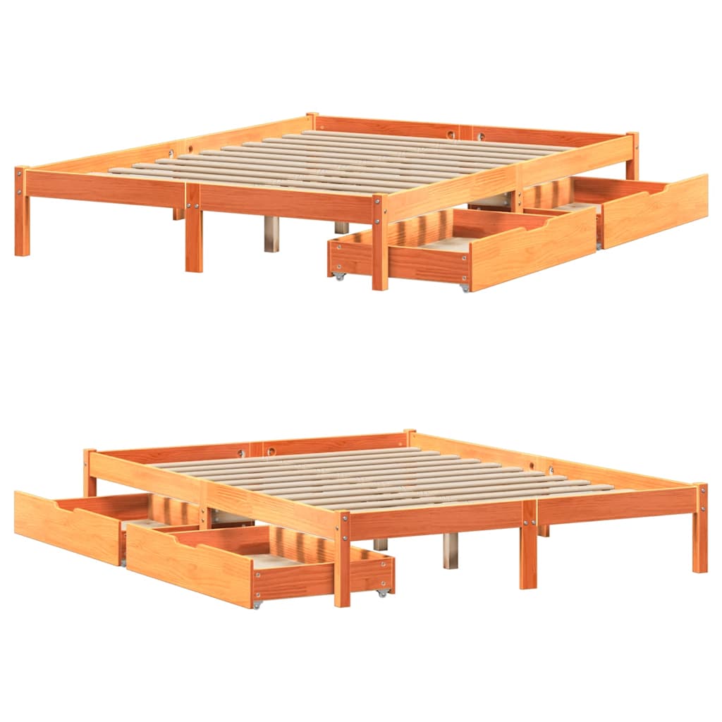 Bed Frame without Mattress Wax Brown 120x190 cm Small Double Solid Wood Pine