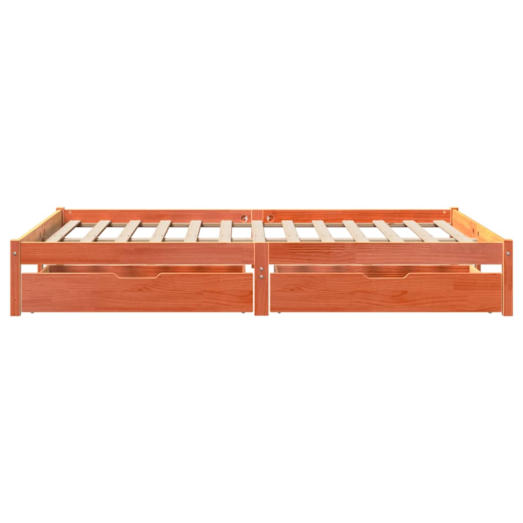Bed Frame without Mattress Wax Brown 140x190 cm Solid Wood Pine