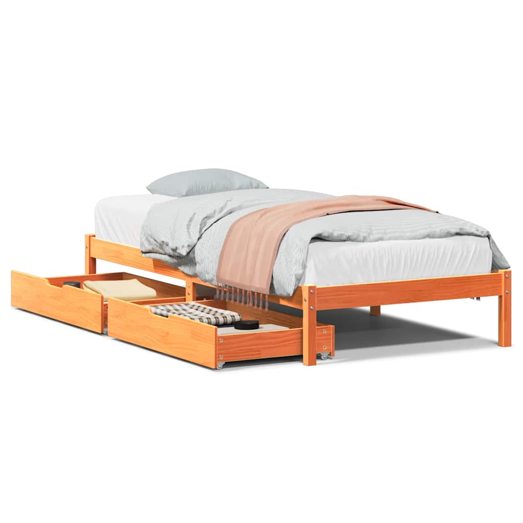 Bed Frame without Mattress Wax Brown 90x200 cm Solid Wood Pine