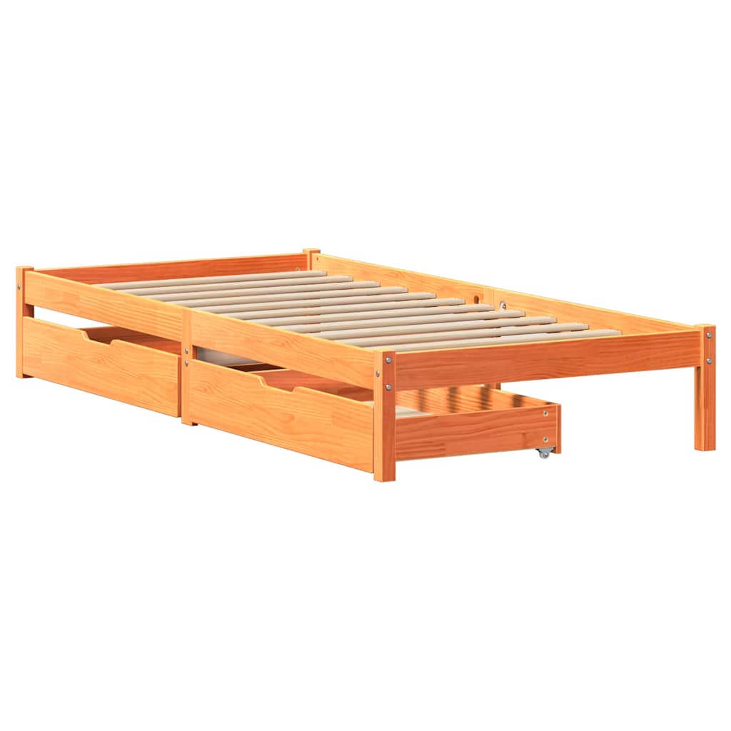 Bed Frame without Mattress Wax Brown 100x200 cm Solid Wood Pine
