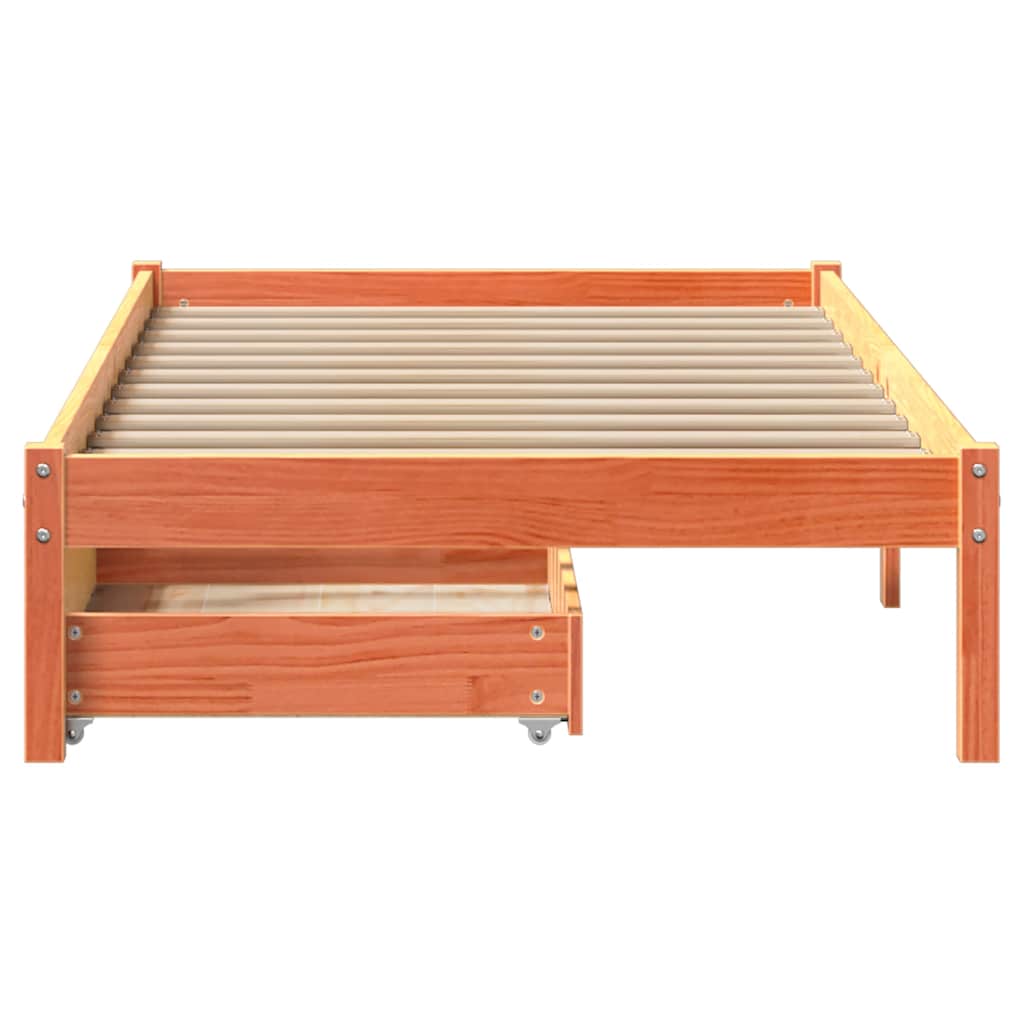 Bed Frame without Mattress Wax Brown 100x200 cm Solid Wood Pine