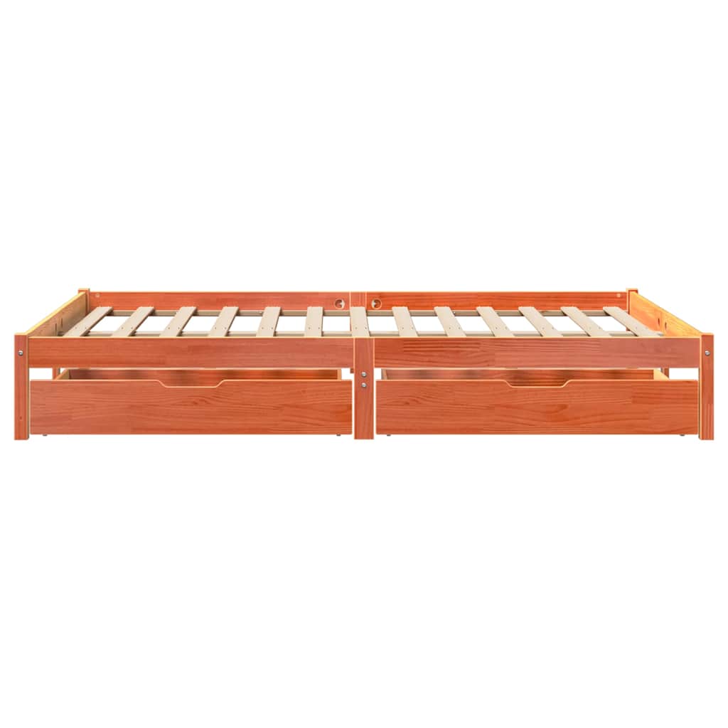 Bed Frame without Mattress Wax Brown 150x200 cm King Size Solid Wood Pine