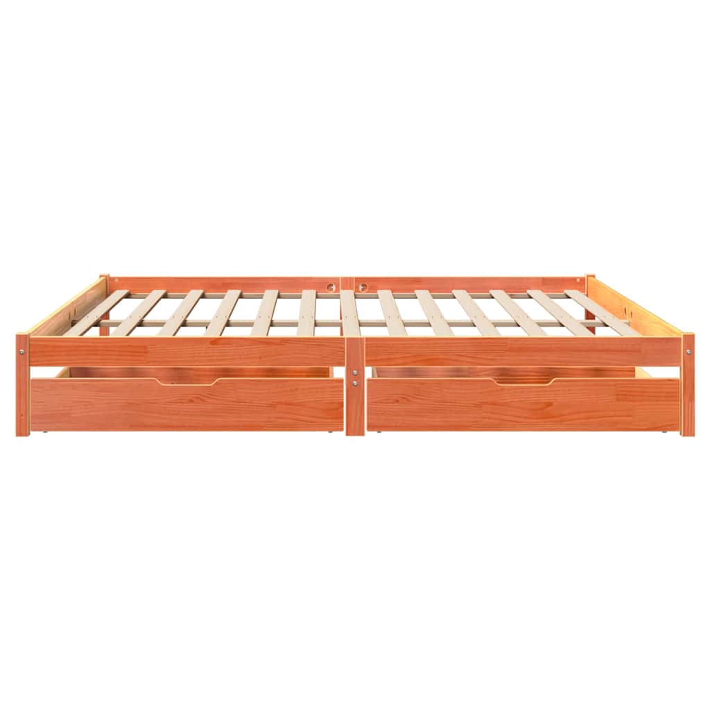 Bed Frame without Mattress Wax Brown 200x200 cm Solid Wood Pine