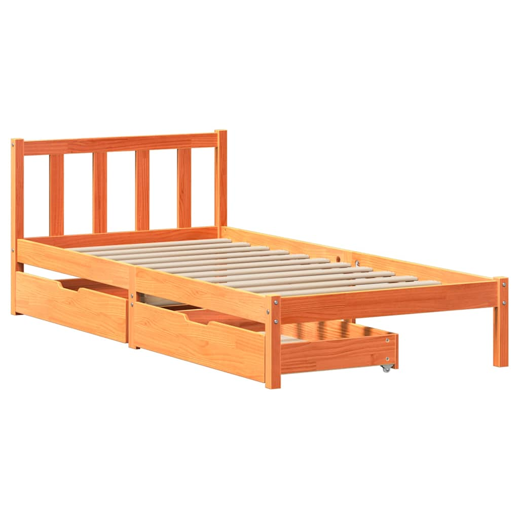 vidaXL Bed Frame without Mattress Wax Brown 90x200 cm Solid Wood Pine