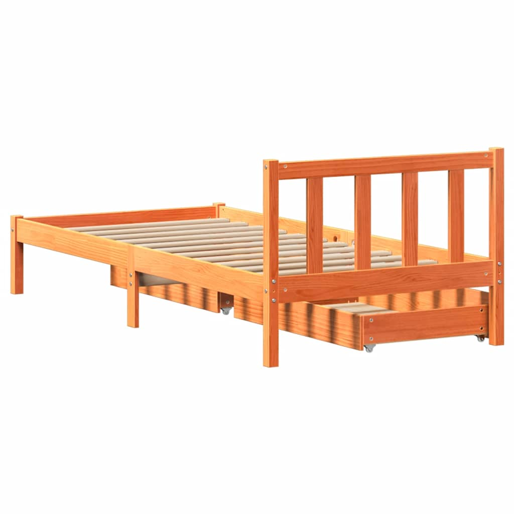 vidaXL Bed Frame without Mattress Wax Brown 90x200 cm Solid Wood Pine