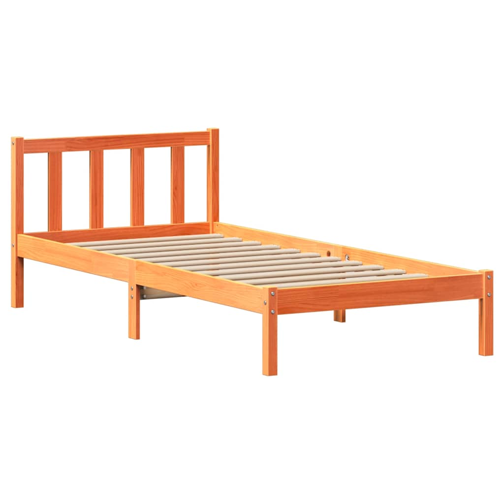 vidaXL Bed Frame without Mattress Wax Brown 90x200 cm Solid Wood Pine