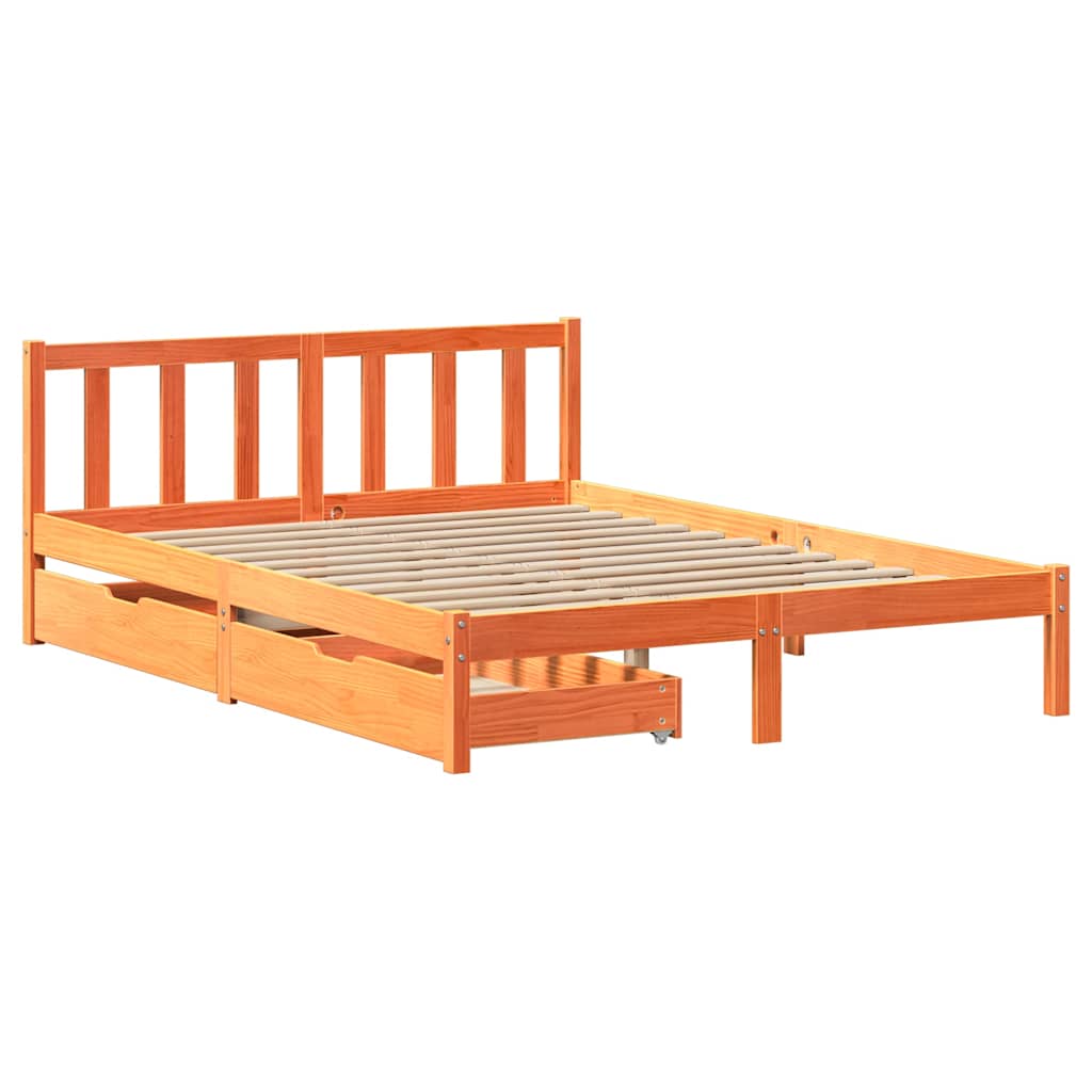 vidaXL Bed Frame without Mattress Wax Brown 160x200 cm Solid Wood Pine