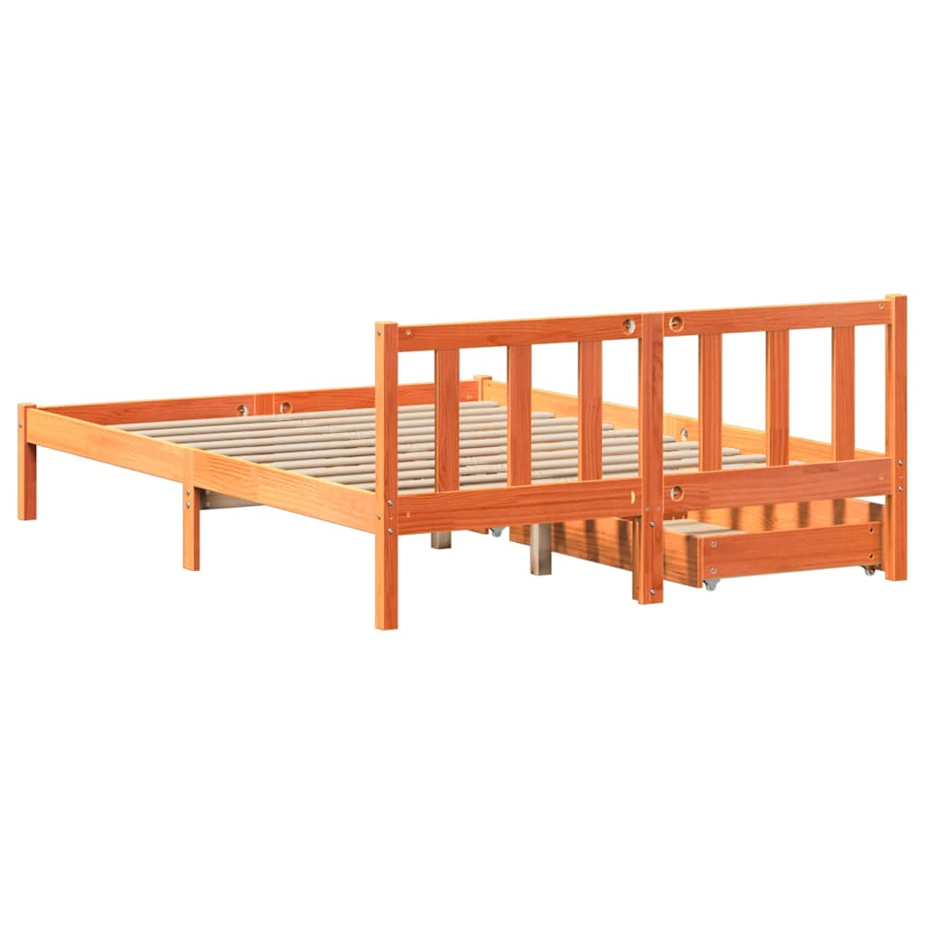 vidaXL Bed Frame without Mattress Wax Brown 160x200 cm Solid Wood Pine