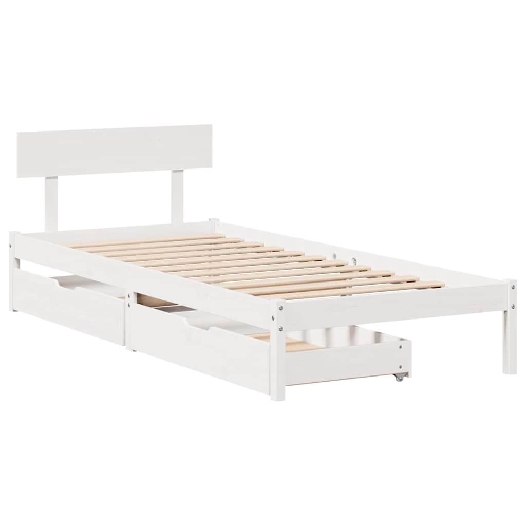 Bed Frame without Mattress White 75x190 cm Small Single Solid Wood Pine