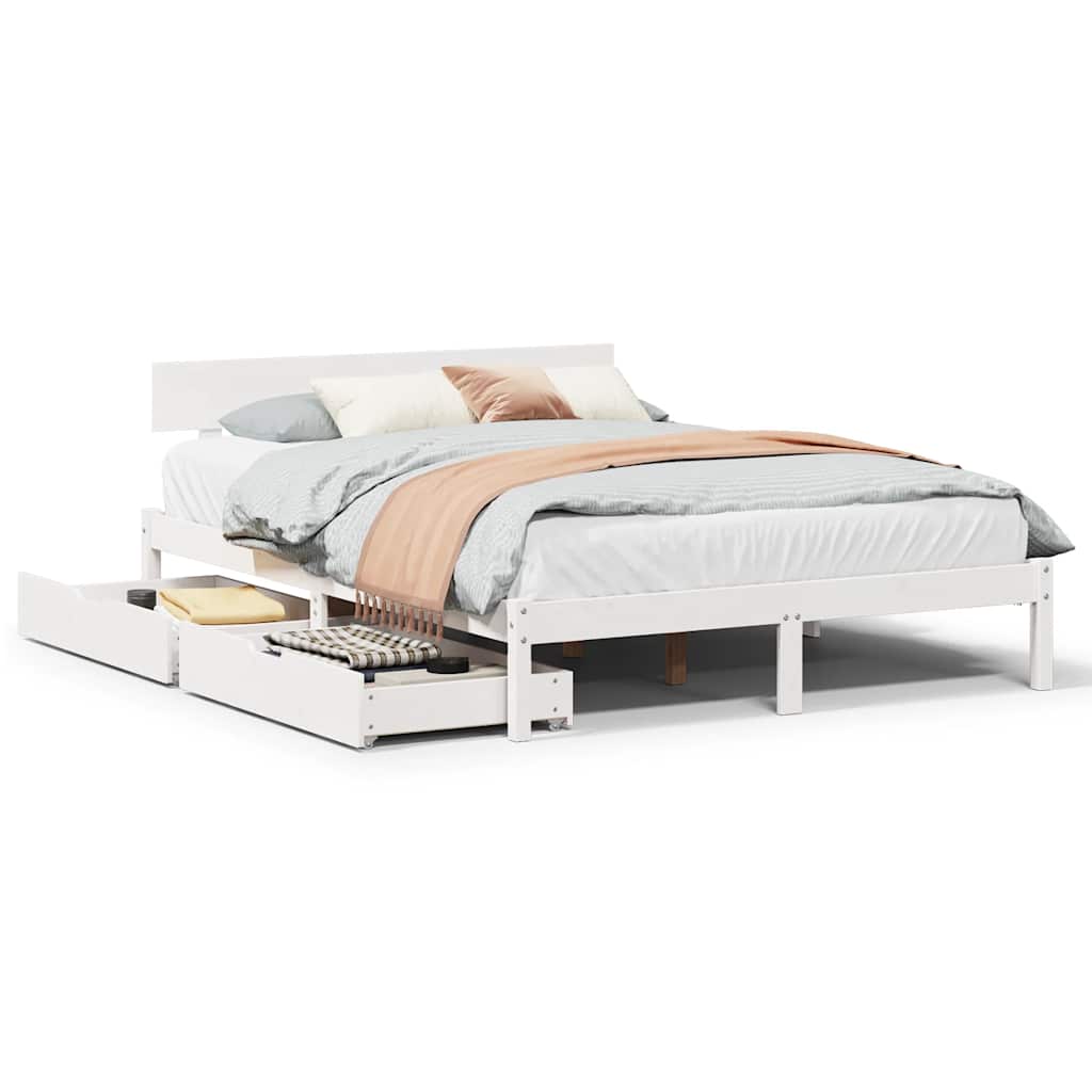 Bed Frame without Mattress White 120x190 cm Small Double Solid Wood Pine
