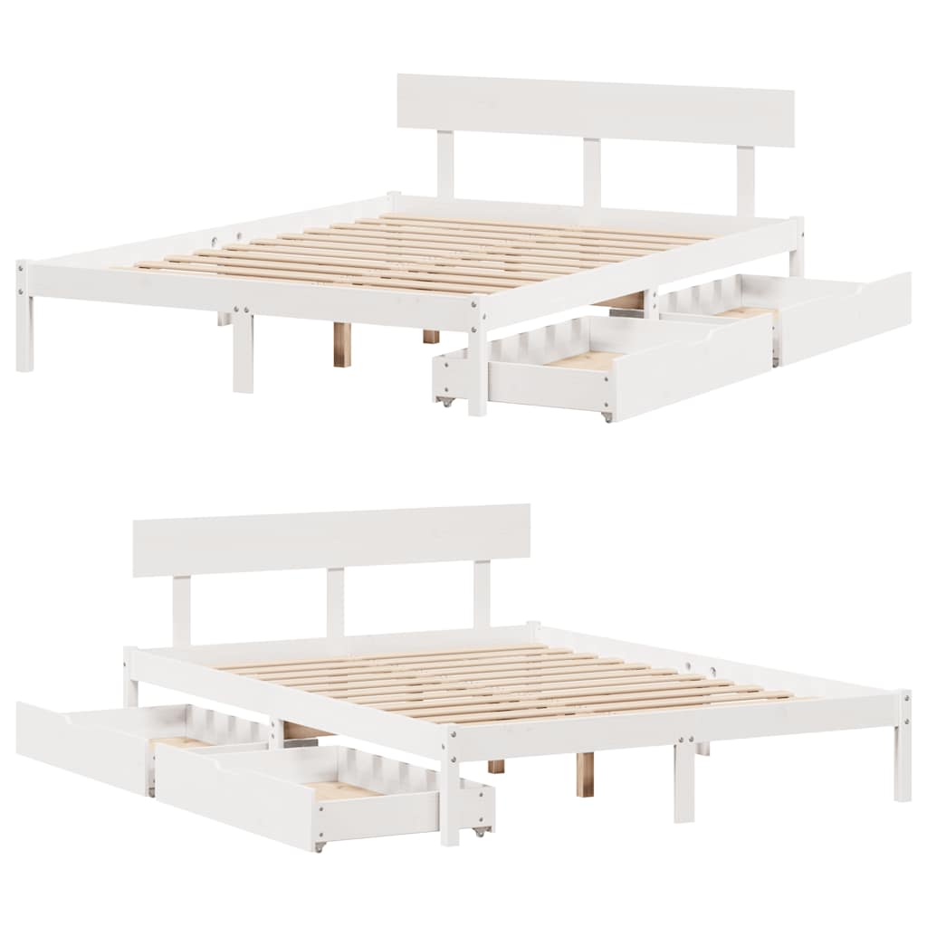 Bed Frame without Mattress White 160x200 cm Solid Wood Pine