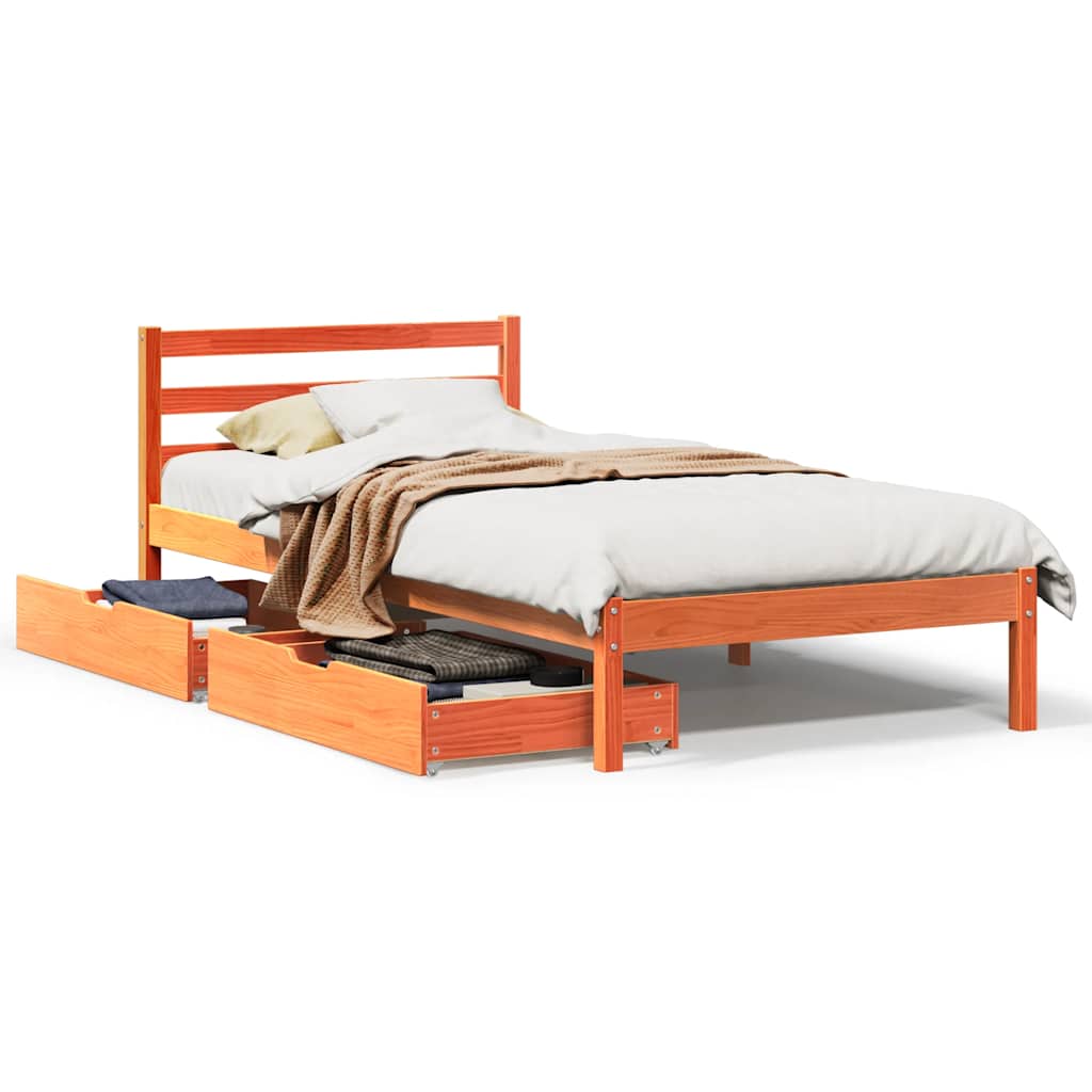 Bed Frame without Mattress Wax Brown 75x190 cm Small Single Solid Wood Pine