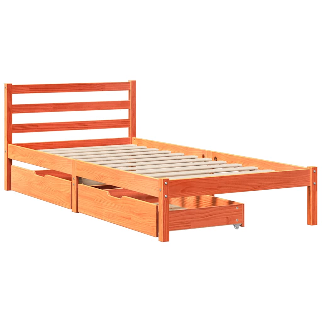 Bed Frame without Mattress Wax Brown 75x190 cm Small Single Solid Wood Pine