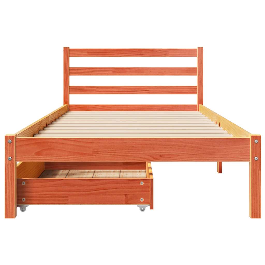 Bed Frame without Mattress Wax Brown 75x190 cm Small Single Solid Wood Pine