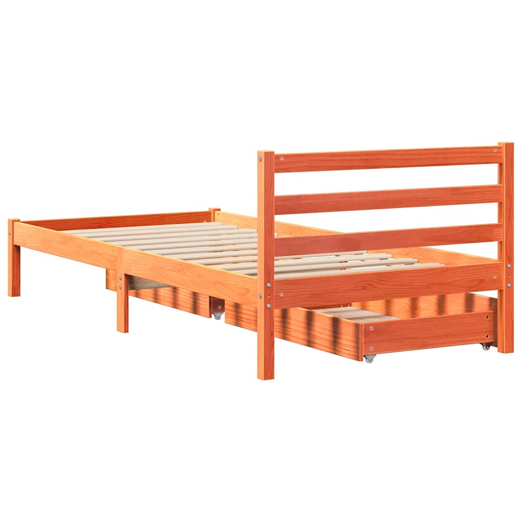 Bed Frame without Mattress Wax Brown 75x190 cm Small Single Solid Wood Pine