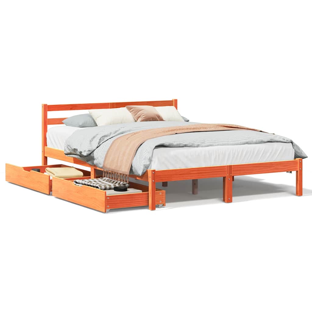 Bed Frame without Mattress Wax Brown 120x190 cm Small Double Solid Wood Pine