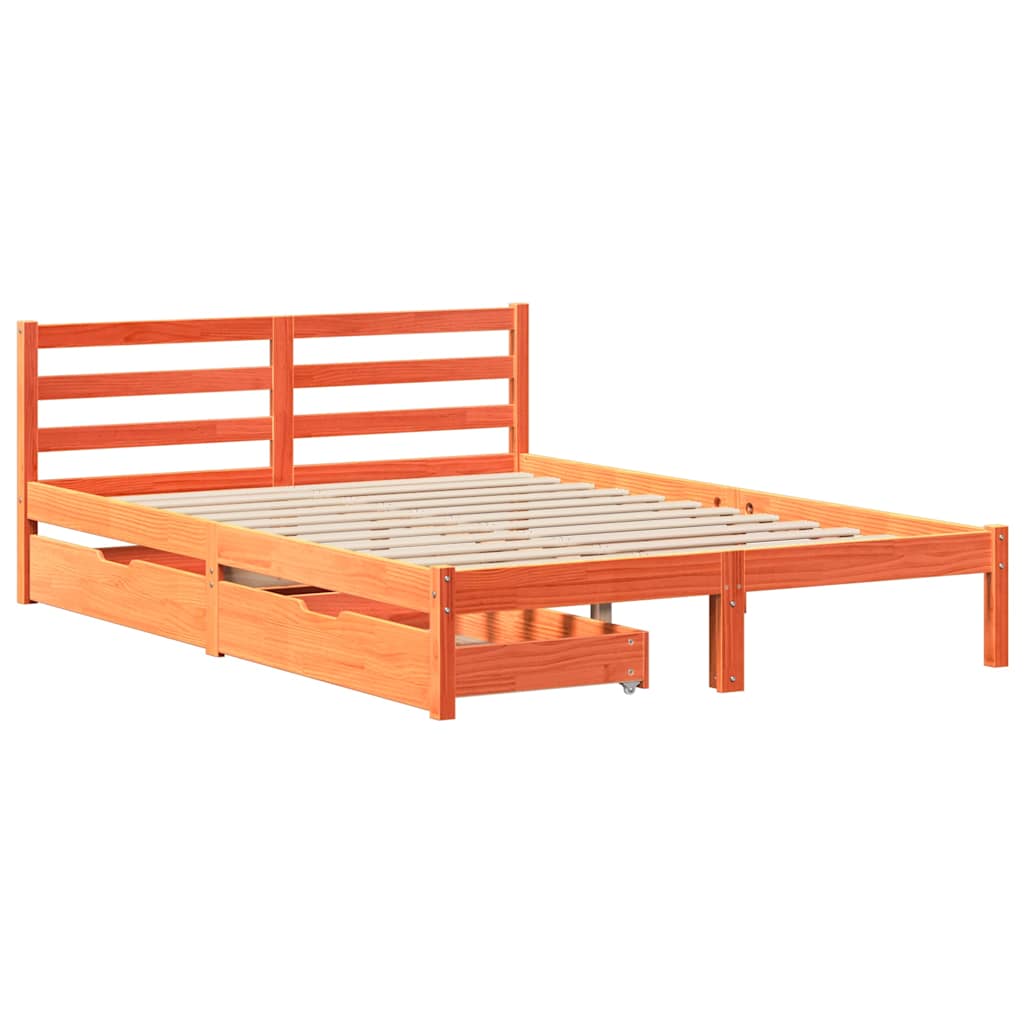 Bed Frame without Mattress Wax Brown 120x190 cm Small Double Solid Wood Pine