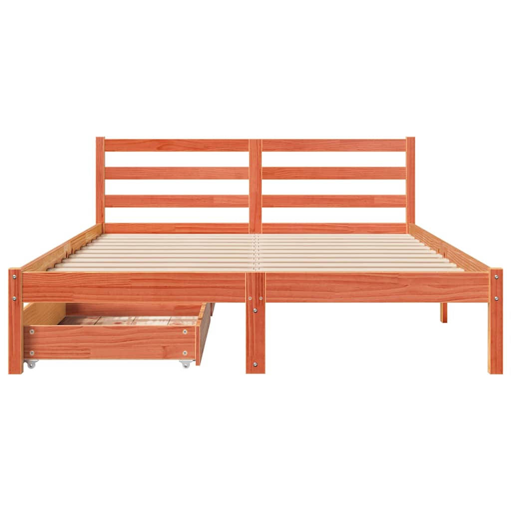 Bed Frame without Mattress Wax Brown 120x190 cm Small Double Solid Wood Pine