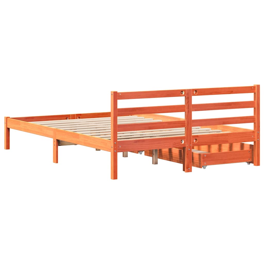 Bed Frame without Mattress Wax Brown 120x190 cm Small Double Solid Wood Pine