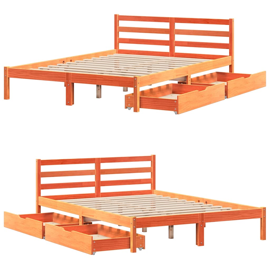 Bed Frame without Mattress Wax Brown 120x190 cm Small Double Solid Wood Pine