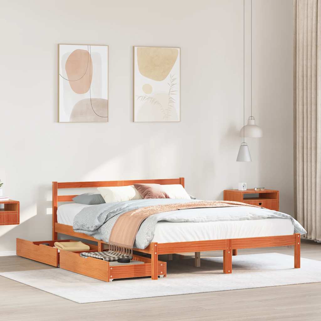 Bed Frame without Mattress Wax Brown 120x190 cm Small Double Solid Wood Pine