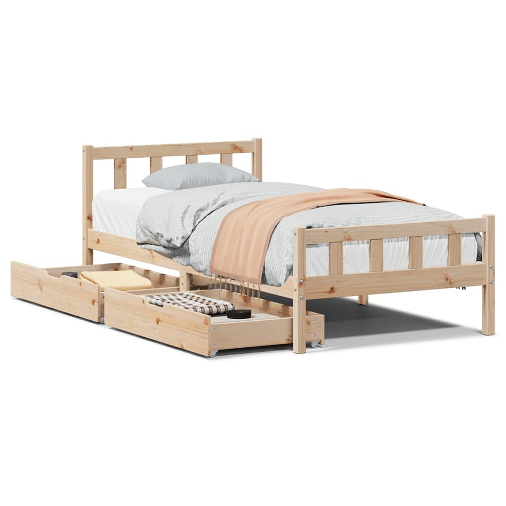 Bed Frame without Mattress 90x190 cm Single Solid Wood Pine