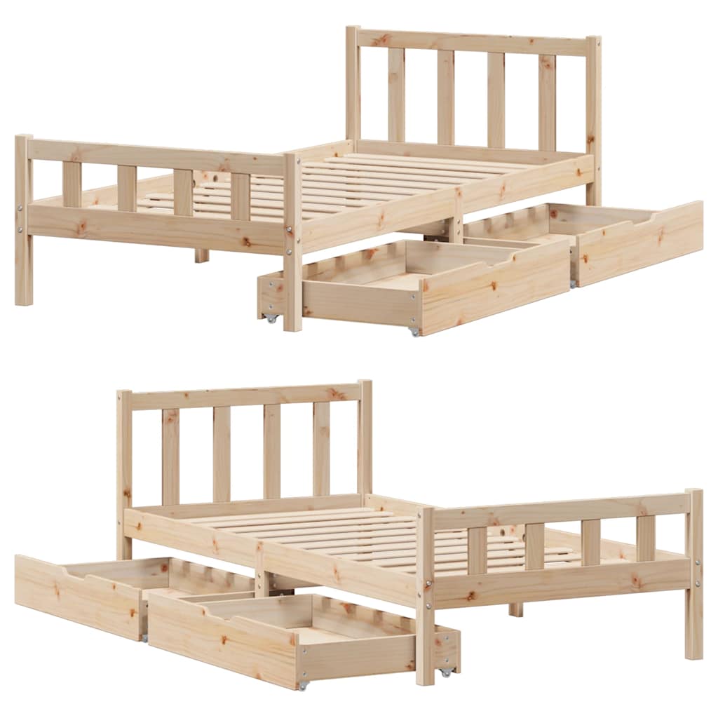 Bed Frame without Mattress 90x190 cm Single Solid Wood Pine
